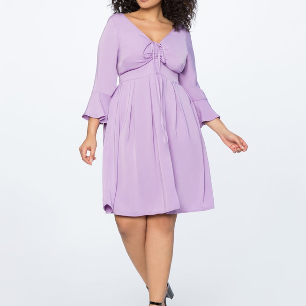 Eloquii Flare Sleeve Lavender Dress